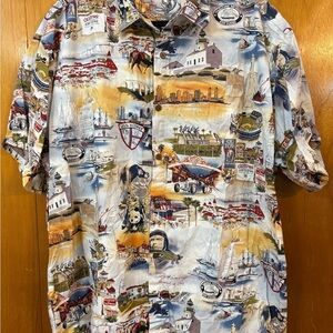 Vintage Men's Short Sleeve High Seas Made In USA 100% Cotton 2XL Shirt Button Up